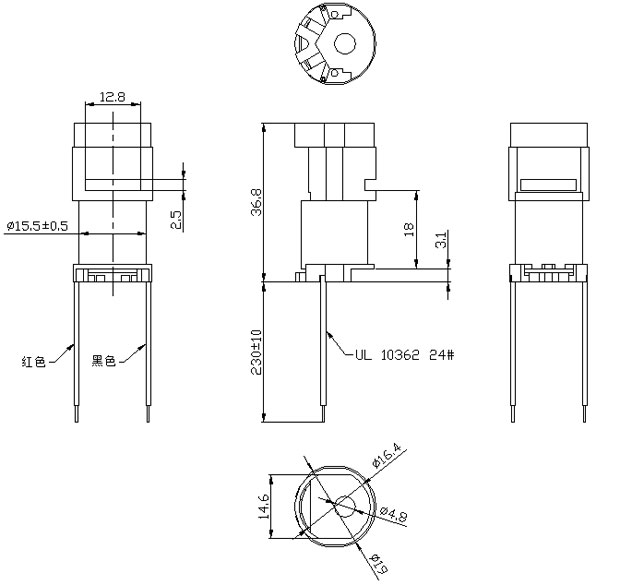 HID氙气车灯买球官网手机版·(中国)官方网站,汽车氙气大灯电磁阀线圈-尺寸图
